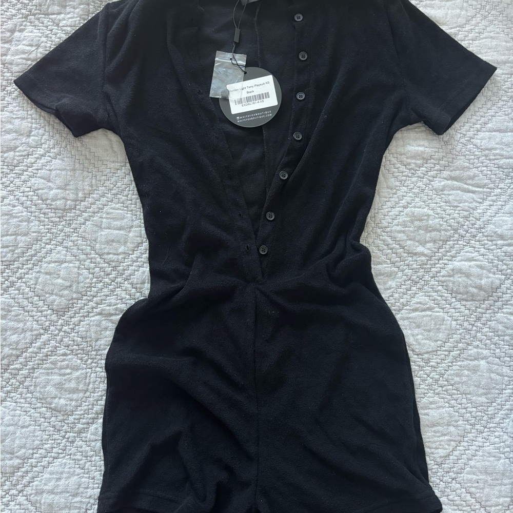 White Fox Boutique Golden Light Terry Playsuit - Black - Picture 5 of 6